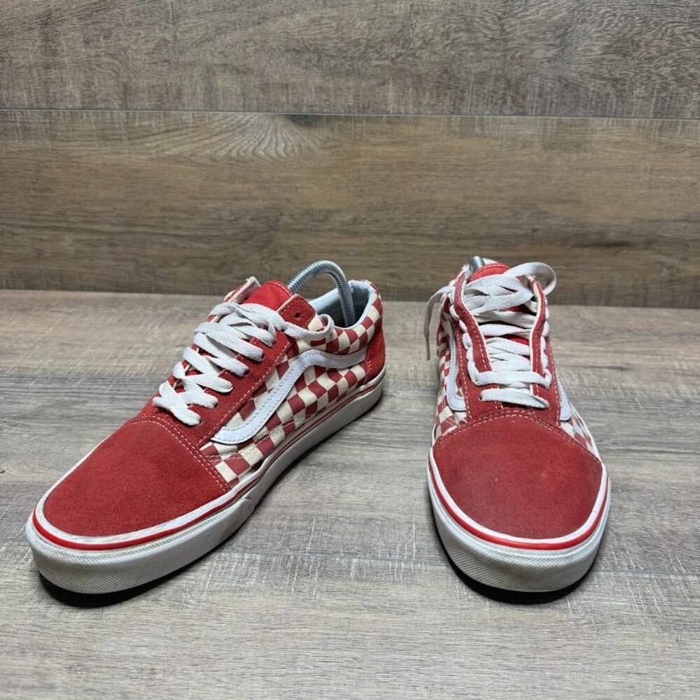 Vans Old Skool Red Canvas/Suede Checkerboard Sneakers Men's Size 10